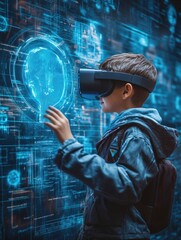Boy with Virtual Reality Headset