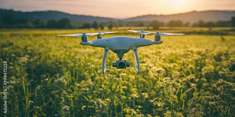 Poster a drone used in field research, capturing aerial data and providing new perspectives on environmenta