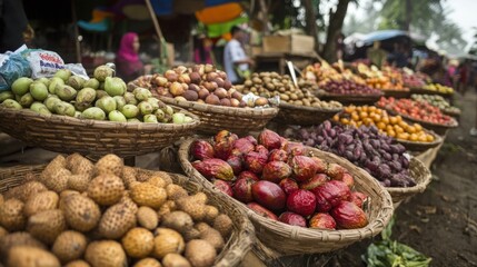 Vibrant Fruit and Vegetable Market in Asia