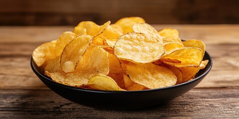 Potato Chips on Wooden Table