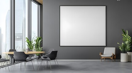 Blank poster on the wall in modern office. 