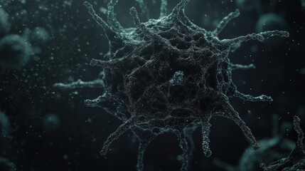 microscopic view of Human Immunodeficiency Virus (HIV-1) - Retroviridae virus, medical media image