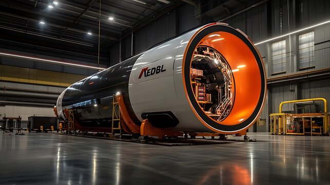 Hyperloop Transportation System Prototype in a Modern Factory