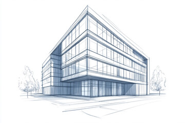 Building sketch, isolated on white.