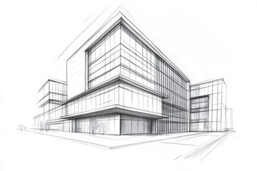 Building sketch, isolated on white.