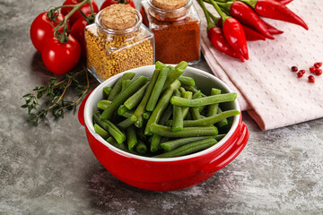 Vegan cuisine - boiled green bean