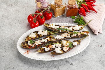 Grilled eggplant with feta cheese