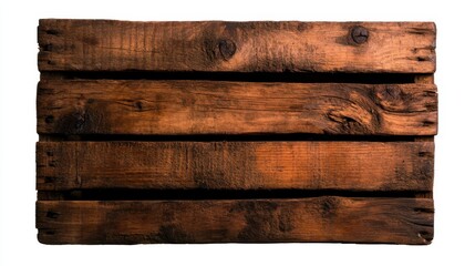 Brown wooden plank on a white isolated background.