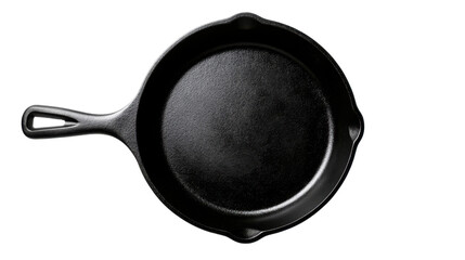 Cast iron skillet on white isolated background.