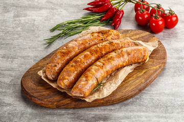 Raw sausages with spices and herbs