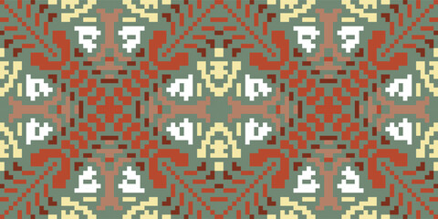 Stitch South Korean Traditional Patternfolk Embroidery, Aztec Geometric Ornament Print. Design for Carpet, Wallpaper, Clothing, Wrapping, Fabric