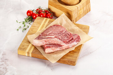 Uncooked raw beef steak for grill