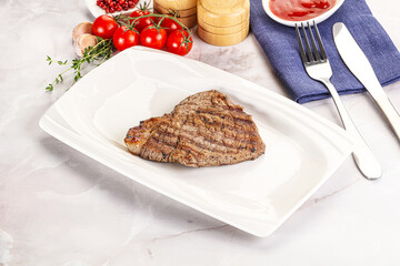 Grilled marble beef steak with sauce