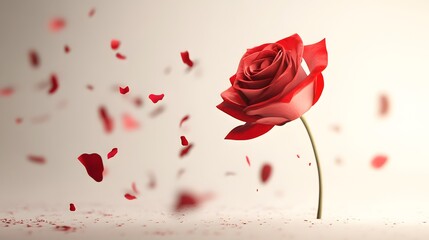 Rose falling softly in an abstract minimalist design conveying the essence of love