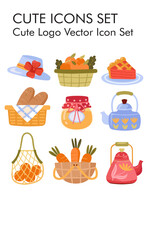 Cute logo vector icon set
