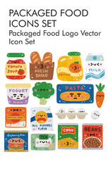 Packaged food logo vector icon set 