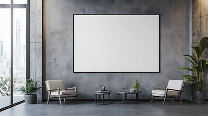 Blank poster on the wall in modern office. 