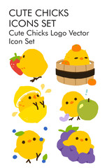 Cute chicks logo vector icon set 