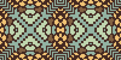 Mexican Korean Traditional Patternfolk Embroidery, Aztec Geometric Ornament Print. Design for Carpet, Wallpaper, Clothing, Wrapping, Fabric