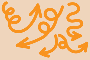 Set of black hand drawn arrows isolated on white. Vector illustration. Hand drawn doodle sketch style. Decoration for web design