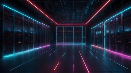 Neon Cloud in der Zukunft: Symbol f&uuml;r fortschrittliche Datenverarbeitung