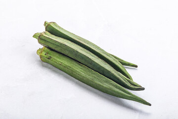 Green ripe tasty okra tropical vegetable
