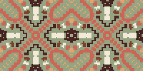 Fototapeta premium Scandinavian Islamic Pattern Wallpaperfolk Embroidery, Aztec Geometric Ornament Print. Design for Carpet, Wallpaper, Clothing, Wrapping, Fabric