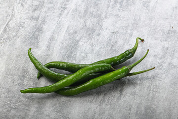 Hot and spicy green chili pepper
