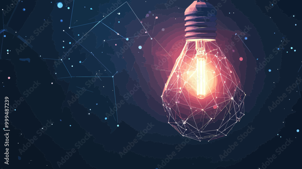 Aufkleber abstract polygonal light bulb with geometric triangles and light connection structure, low poly vect