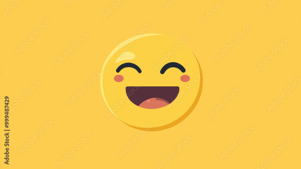 Aufkleber smiling face emoticon vector design with happy expression and blushed cheeks on yellow background - 