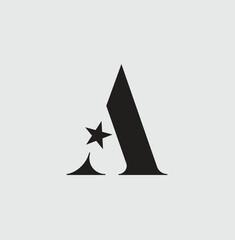 Letter A star Logo and Icon design with vector template