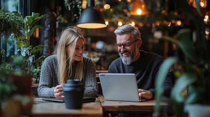 Friendly Collaboration in a Cozy Coffee Shop