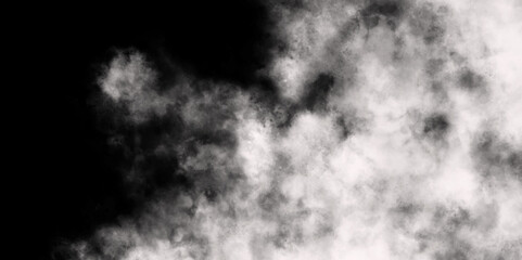 Modern and geometric design with realistic explosion dust and white natural effect pattern. Fog or smoke isolated transparent. White cloud isolated on black background,Textured smoke,brush effect. 