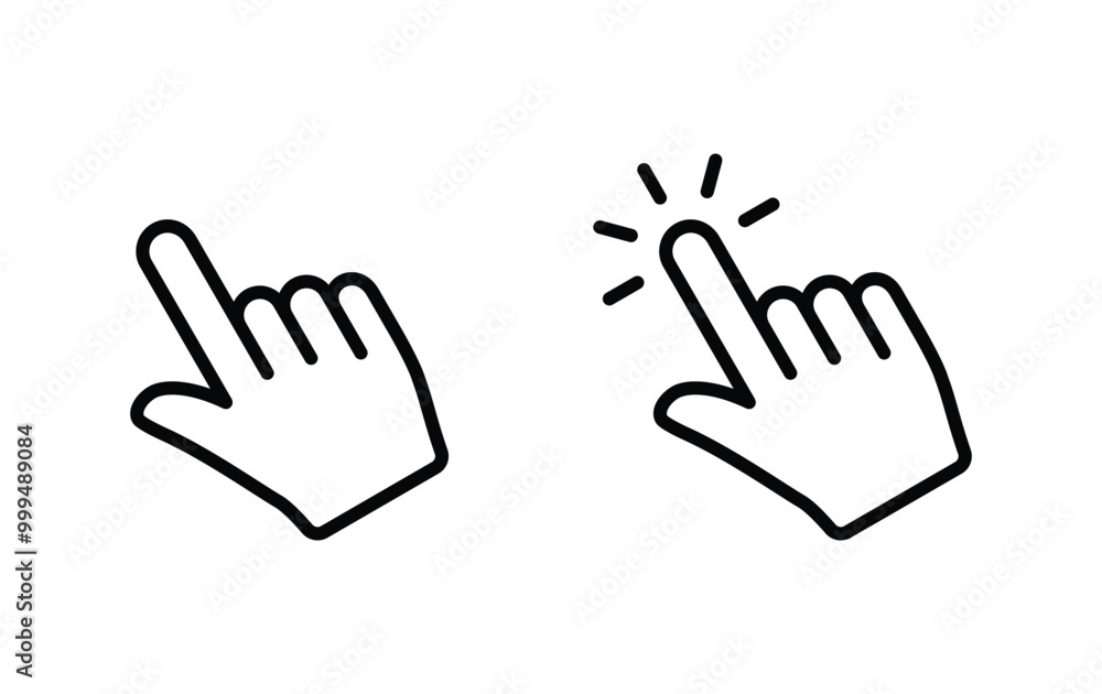 Poster hand cursor click icon vector. hand pointer click icon vector