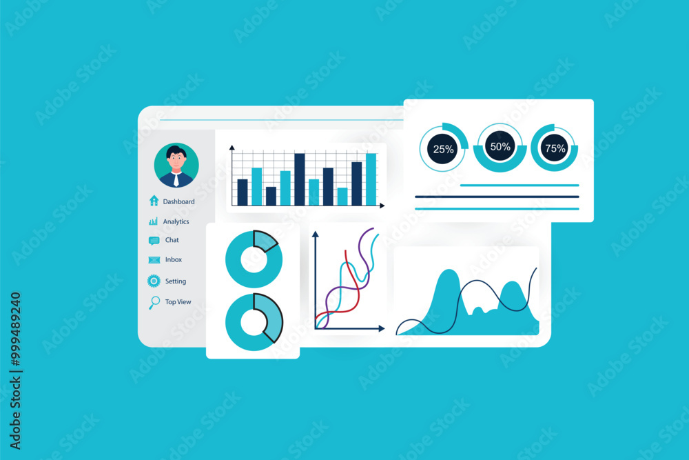Poster dashboard template for training report concept. analytics and data concept
