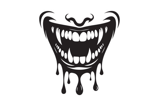 recommend clip art: Halloween black Vampire Fangs Silhouette vector clipart illustration