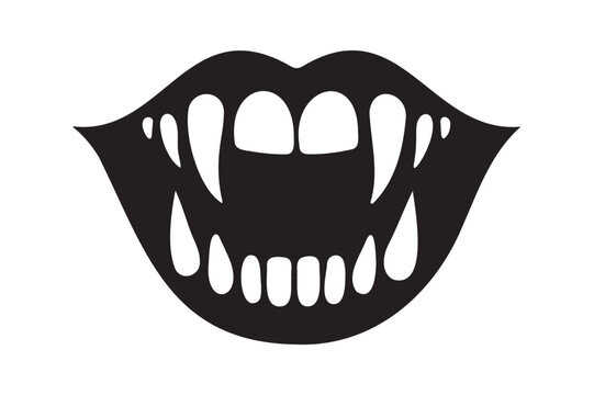 recommend clip art: Halloween black Vampire Fangs Silhouette vector clipart illustration