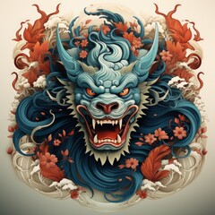 Menacing Oni Demon Illustration in Traditional Tattoo Style for Unique Shirt Design
