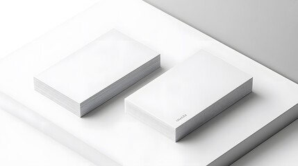 Two white US business card Mockup on white background 3D rendering. 