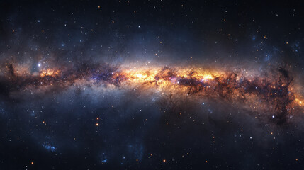 Obraz premium stunning panoramic view of Milky Way galaxy, showcasing vibrant colors and intricate details of stars and cosmic dust. This breathtaking image captures beauty of universe