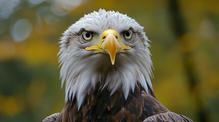 Fototapeta premium A subadult Bald Eagle is a young Bald Eagle, somewhere between 1 and 5 years old, that's developing its adult plumage. Unlike the majestic,