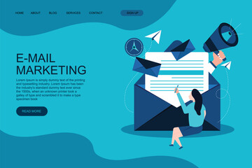 Email marketing & communication concept with email marketing digital advertising and media