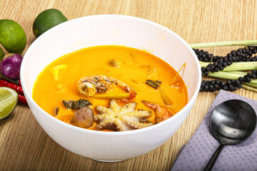 Thai Tom Yum soup with seafood