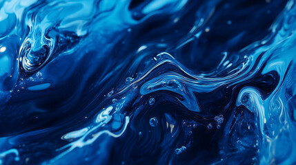 Fototapeta premium Tło w stylu abstrakcyjnym, które ukazuje błękitne fale wody. Odbicia światła i różnorodność odcieni niebieskiego nadają całości dynamizmu, tworząc wrażenie spokoju i świeżości.