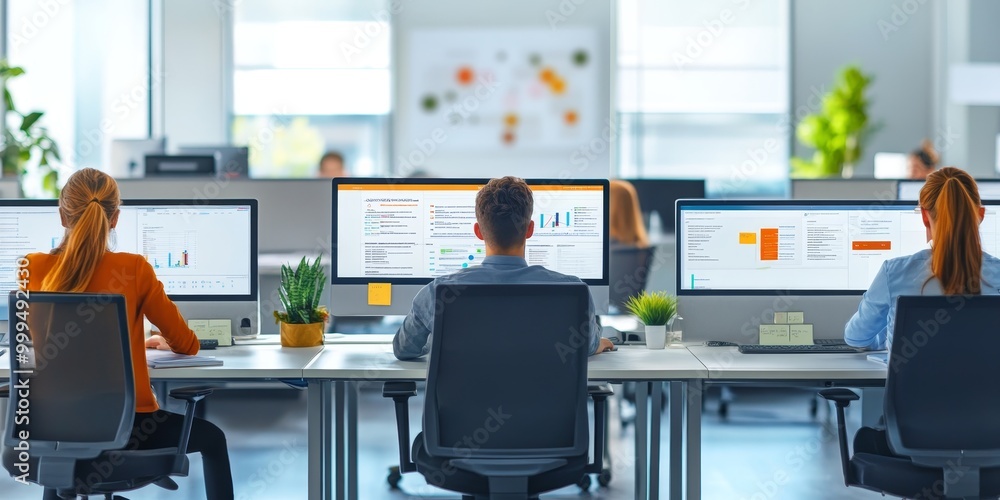 Aufkleber A dynamic office setting where customer service teams incorporate feedback into processes to improve client experiences.