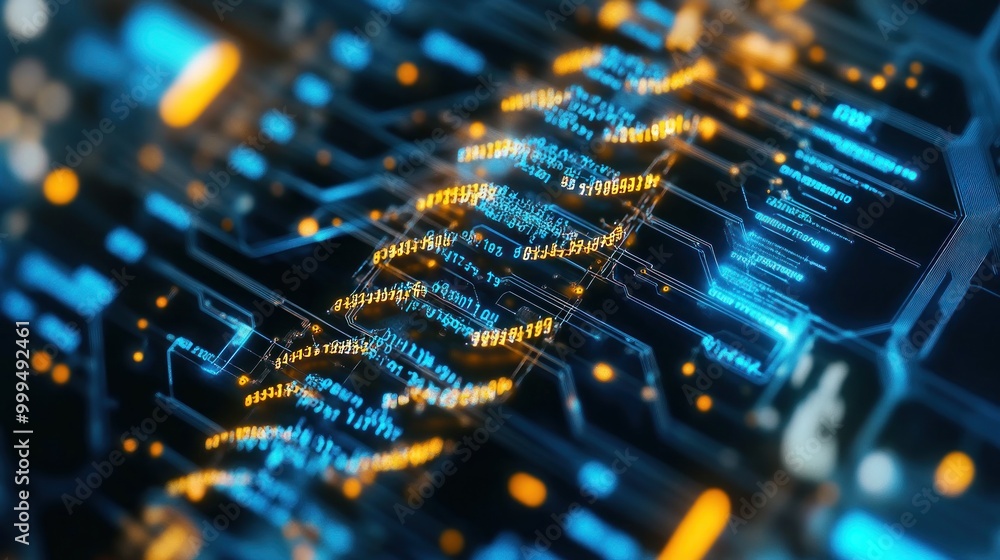 Aufkleber abstract digital circuitry with dna structure