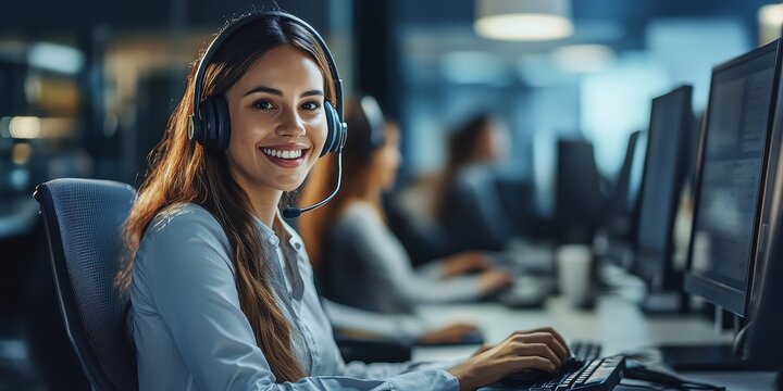 A modern service center with a dedicated team of agents offering personalized support and solutions to client inquiries.