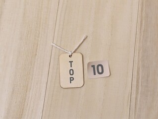 wooden tag with the word Top 10