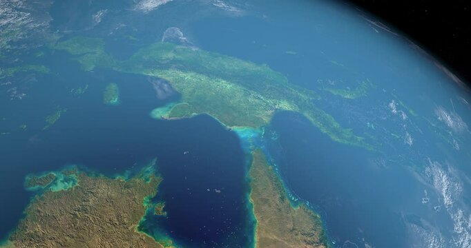 New Guinea in planet earth, aerial view from outer space