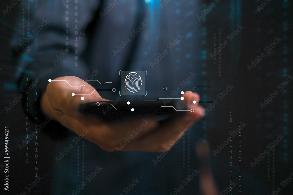 Poster concept of using technology in communication.close-up a businessman working on his smartphone in the